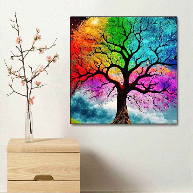 New Arrival 5D DIY Full Circle Diamond Painting "Colorful Tree" Embroidery Cross Stitch Home Decor Gift