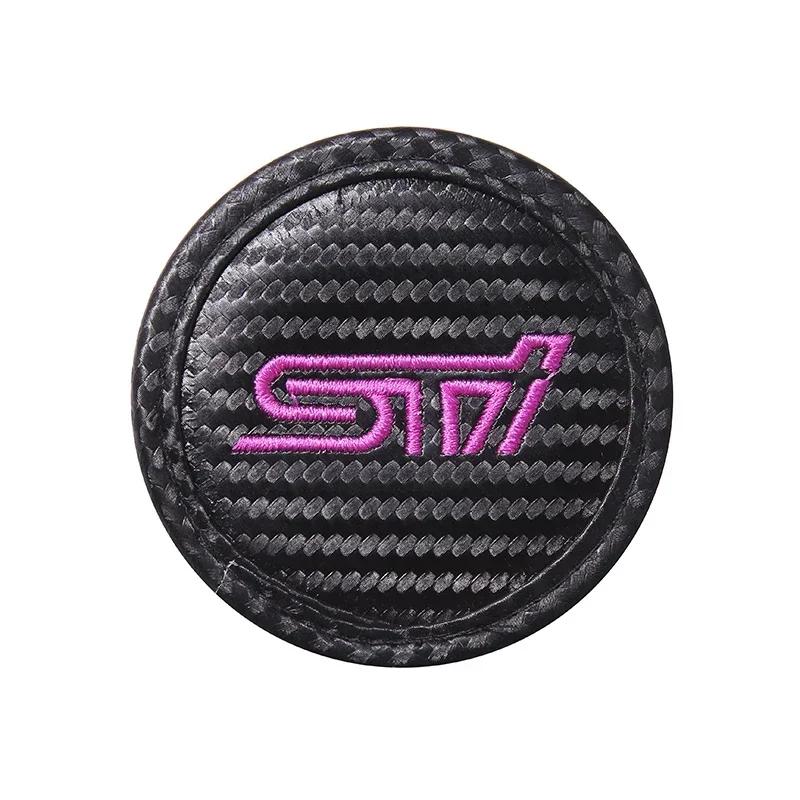 For Subaru Impreza Legacy Forester Outback WRX BRZ Tribeca 2pcs Car Badge Interior Parts Anti-slip Mat Water Coaster Accessories