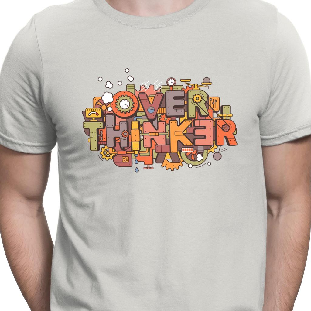 Přemýšlivý Vtipné tričko Úzkost Stres Tričko ADHD OCD Tričko Retro Streetwear Vysoce kvalitní Pánské tričko s krátkým rukávem a kulatým výstřihem