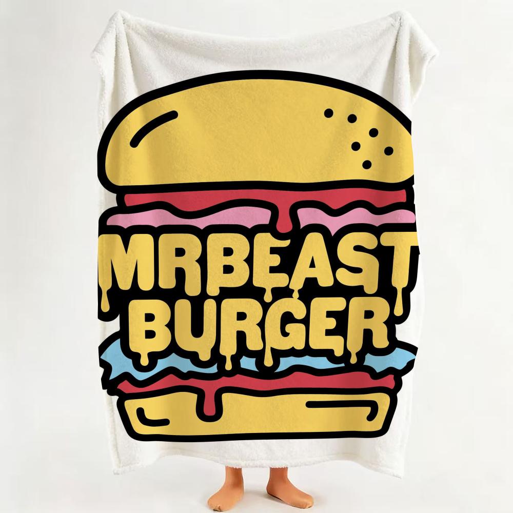 Food H Hamburger P Pizza Throw Flannel Throw Blanket Suitable for Sofa Living Room Bedroom