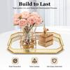 Vanity Organizer Tray Gold Iron-Glass Raised Edge Smooth Surface Easy-Clean Organizer Serving Tray For Jewelry Cosmetics