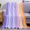 Lavender Gradient Stripe Lightweight Microfiber Soft Christmas Fleece Blanket Warm Cozy Throw for Sofa Office Travel All Season