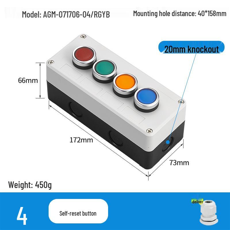 KEOLEA Waterproof Emergency Stop & Start Button, Industrial Self-Reset Push Control Box