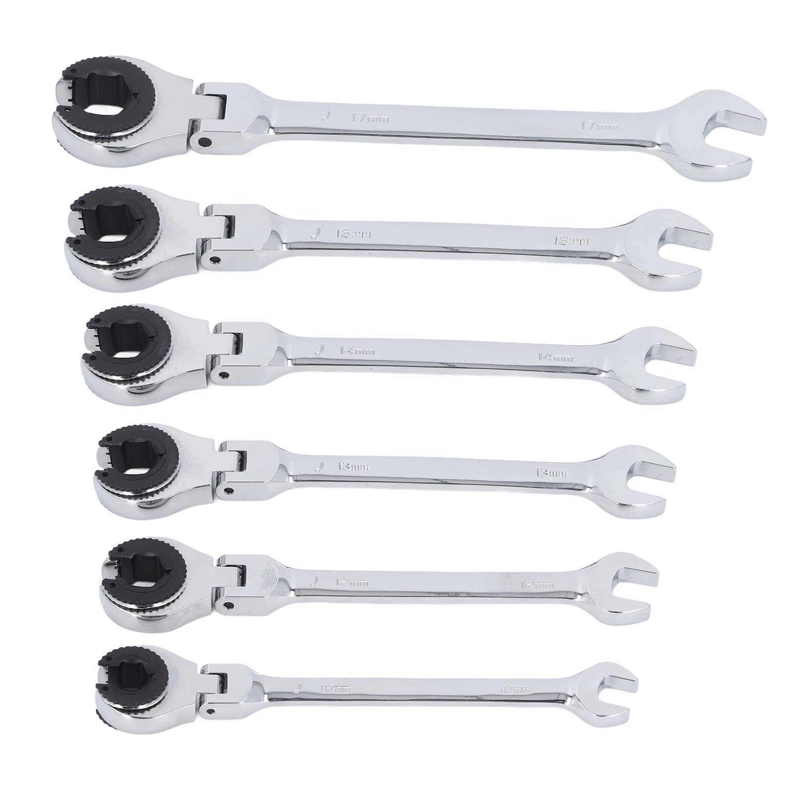 

6-Piece Ratchet Wrench Set with Open Flex Head, Metric Ratchet Tube Wrench Set, 10-17mm 72-Tooth Gear Open Air Air Conditioner Tube Professional Adjus