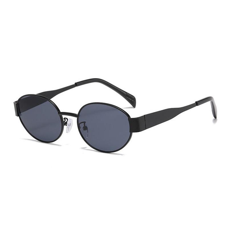 2025 Women's High-End Oval Sunglasses - UV Protection, European/American Style, Metal Fashion, Wide-Leg Design.