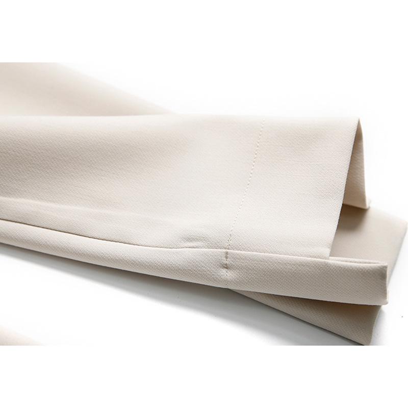 Women's Off-White High-Waist Slim Cigarette Pants - Light, Straight, Casual Spring Style