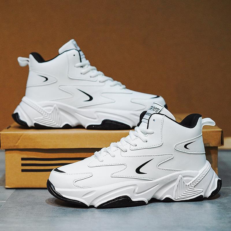 

2025 новые мужские туфли на шнуровке с высоким берцем белого цвета, повседневная обувь для походов на открытом воздухе, модный тренд для подростков, беговая мужская обувь 44