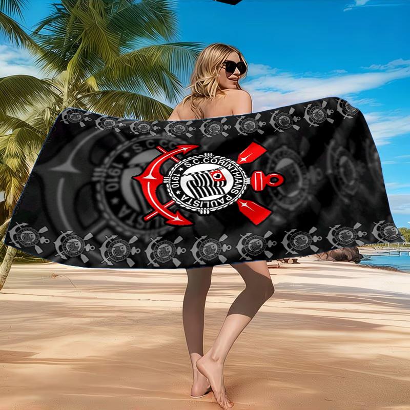 Sport Club Football Crest Printed Microfiber Beach Towel, Soft And Absorbent, Quick-Dry, Ideal for Summer Travel, Beach Essential, Swimming Pool