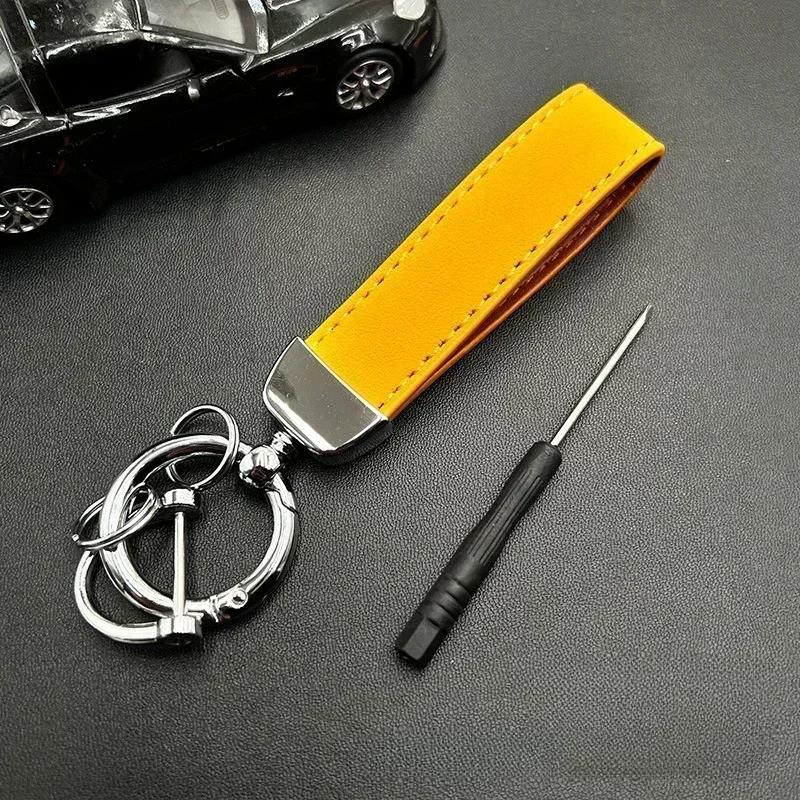 

Custom Name Logo Leather Car Moto Keychain Personalized for Men and Women Keyring Creative Simple Key Chains Ring Gift Blank