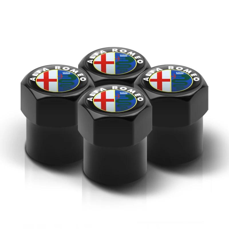Car Stickers For Alfa Romeo for 3D Metal Tire Valve Caps Car Tyre Air Stems Cover For Alfa Romeo Giulia Stelvio Giulietta 156 1