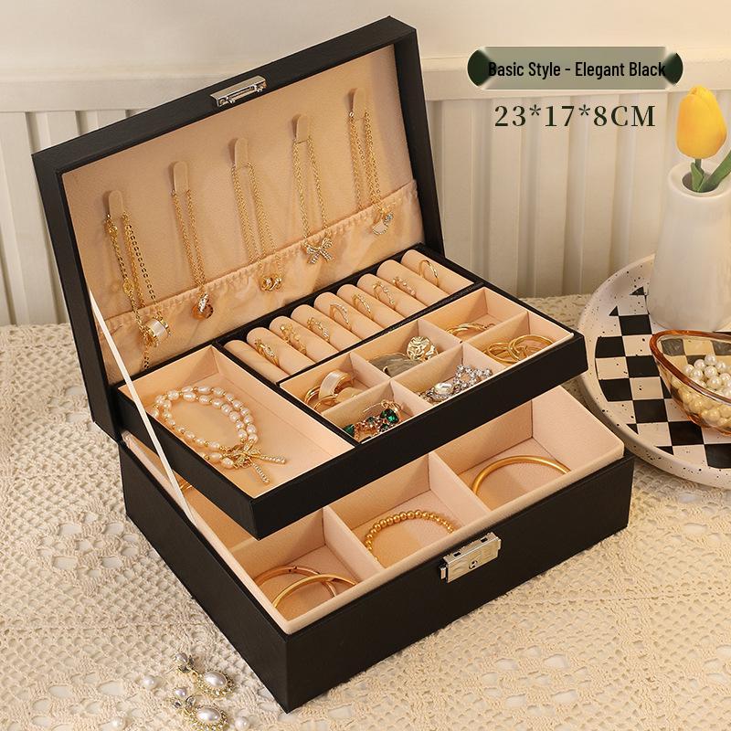 Exquisite Large-Capacity Jewelry Storage Box for Necklaces, Earrings, Bracelets, and Rings.