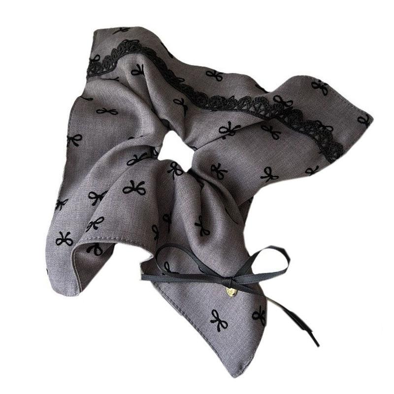 Gray Gray Bow Square Circle Large Intestine Hair Circle Head Flower High-Quality Ponytail Pill Head Ring Hair Ornament Women