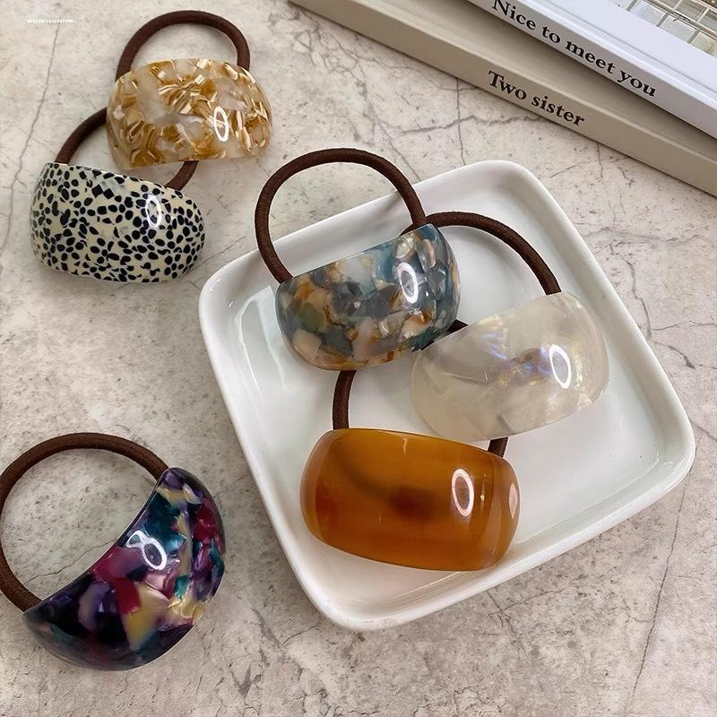 1Pc 8cm Acetate Acr Geometric Elastic Hair Cuff Ponytail Holder Hair Scrunchies Fashion Hair Accessories for Women Hair Ties