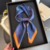 Beach Style Printed Silk Square Scarf - High-End Feel Shawl, Sun Protection Neck Tie, Headscarf, Small Square Scarf