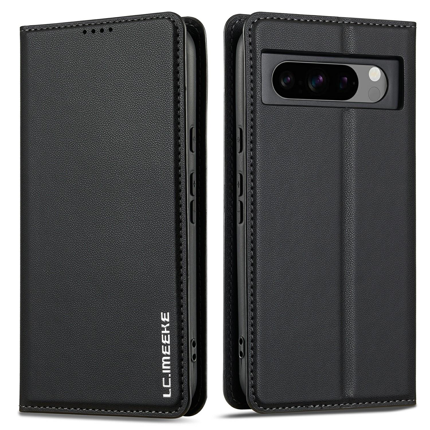

LC.IMEEKE L1 Series for Google Pixel 8 Pro Case PU Leather Wallet Stand Protective Phone Cover Black