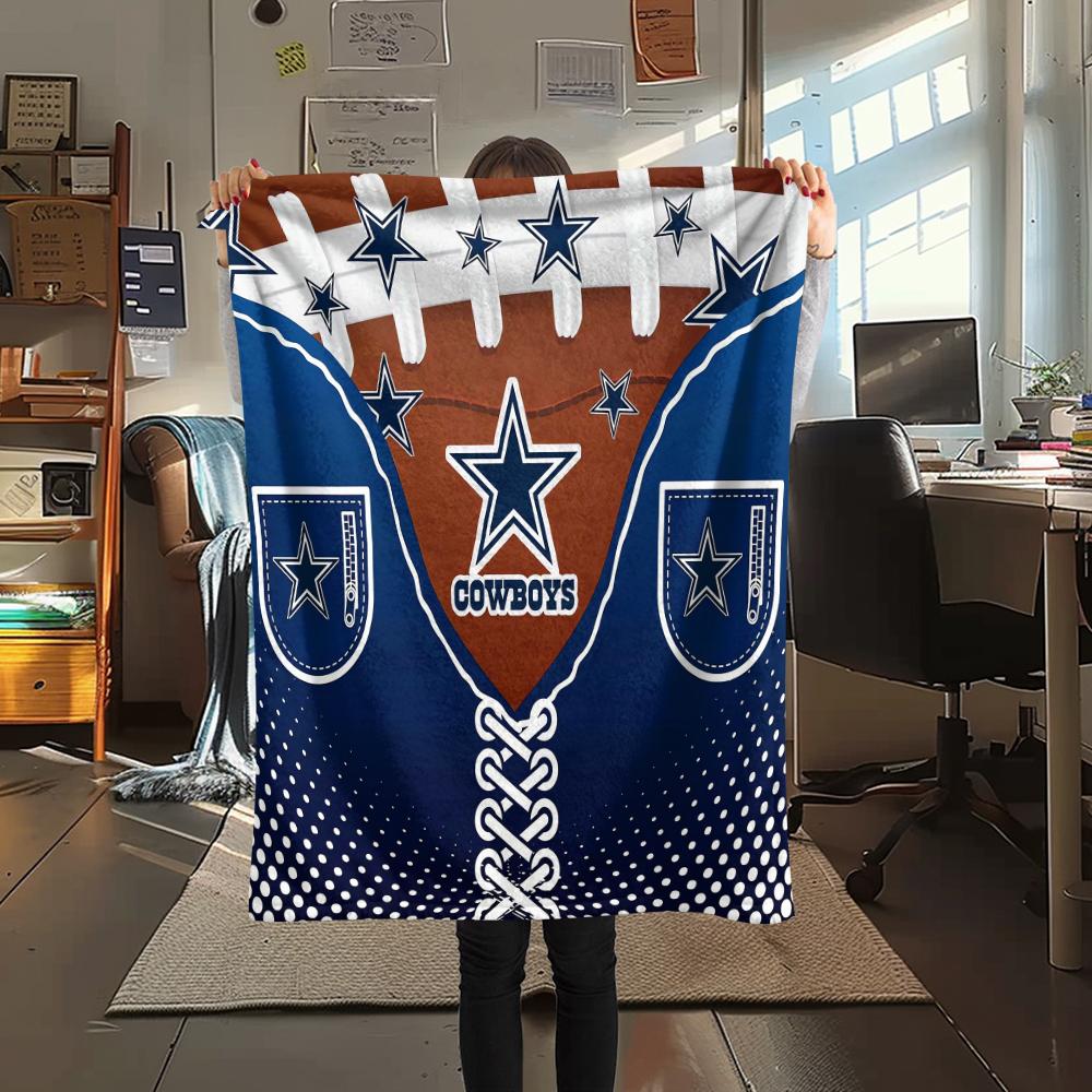 1Pc Cowboys Football Print Flannel Blanket, High quality Comfortable for All Seasons, Home Decor, Warmth and Comfort, Perfect for Gifts