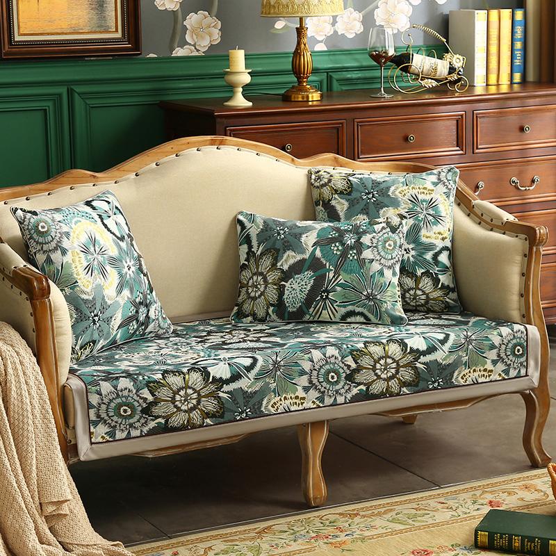 

Retro American Sofa Cover Luxury Jacquard Fabric Couch Cushion Four Seasons Universal Living Room Decor Combined Type Slipcover 60x60