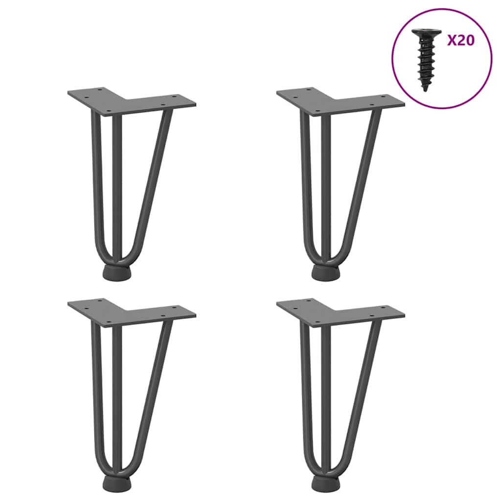Vidaxl Nogi Do Stołu Hairpin, 4 Szt., Antracyt, 20 Cm, Lita Stal