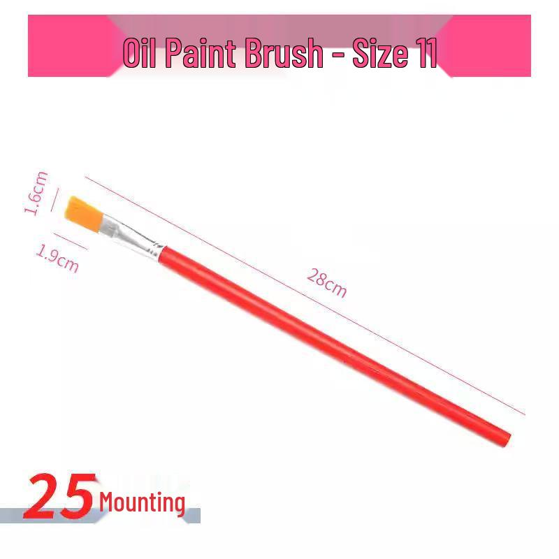 Red Handle Nylon Hair Flat Brush for Oil & Watercolor Painting