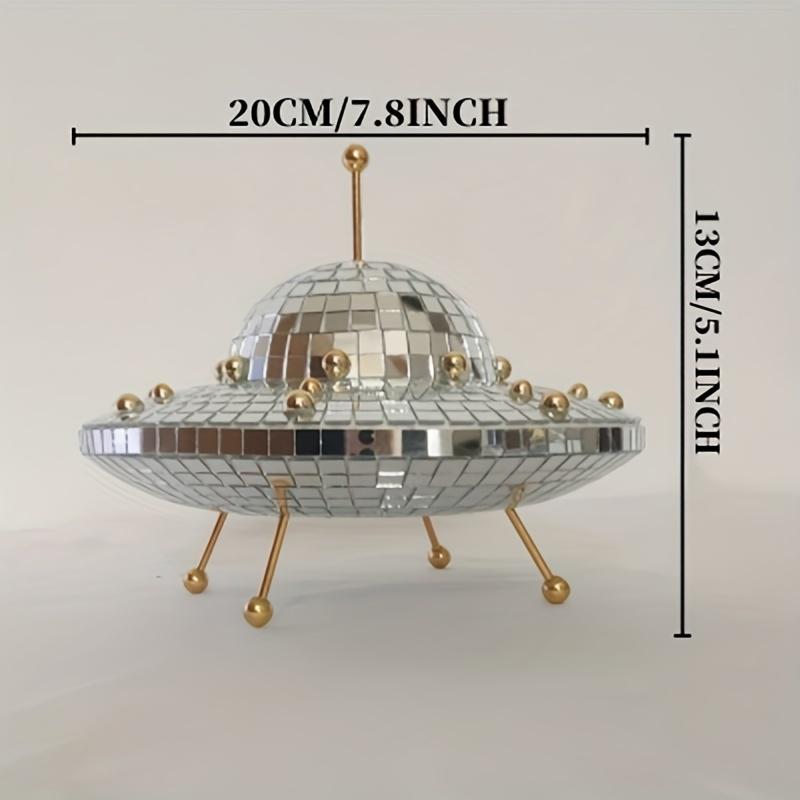 Creative Flying Saucer Disco Globe Ornament Light Reflection Color Mirror Ball Party Decoration Wedding Birthday Home Ornament