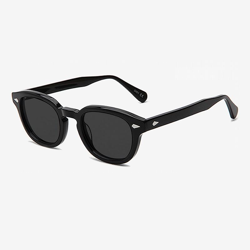 Unisex Handmade Acetate Sunglasses Custom Logo Stylish Round Luxury Vintage Classic Sunglasses in Black Frames sunglasses