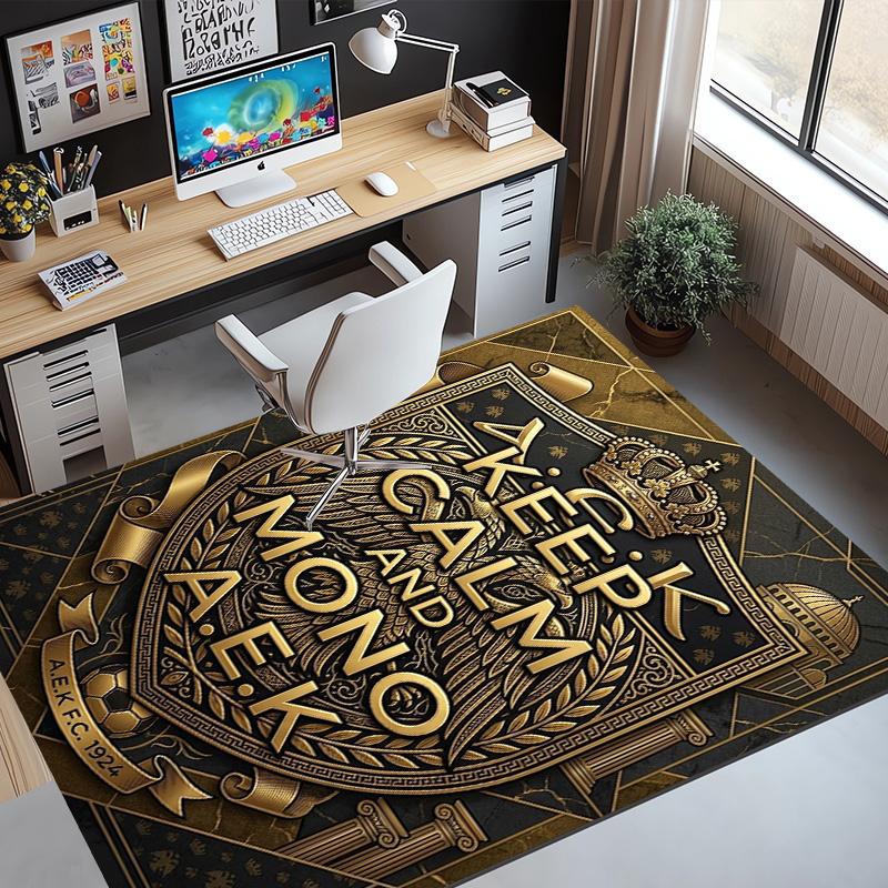 AEK Athens FC Pattern Rug, Indoor/Outdoor Mat, for Picnic, Gameroom, Bedroom, Office, Living Room, Home Decor Carpet, Birthday Gift