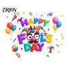 Decorative Window Decals Happy Fools' Day Glass Sticker, Clown Balloon Static Cling, Stickers Removable Festive Decal for April Decoration Sticker