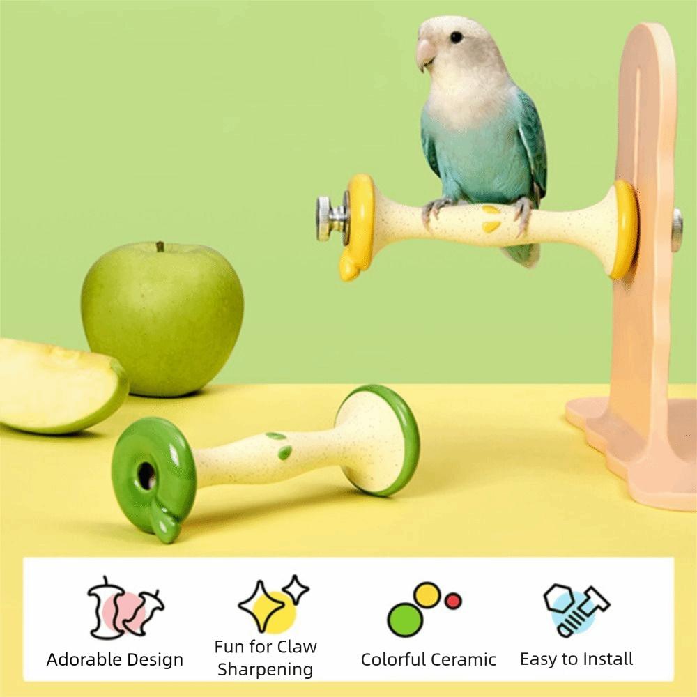 Creative Parrot Standing Stick Sturdy Fruit Core Shaped Bird Perch Stand Grinding Claws Durable Claw Trimming Tool Perch Shelf