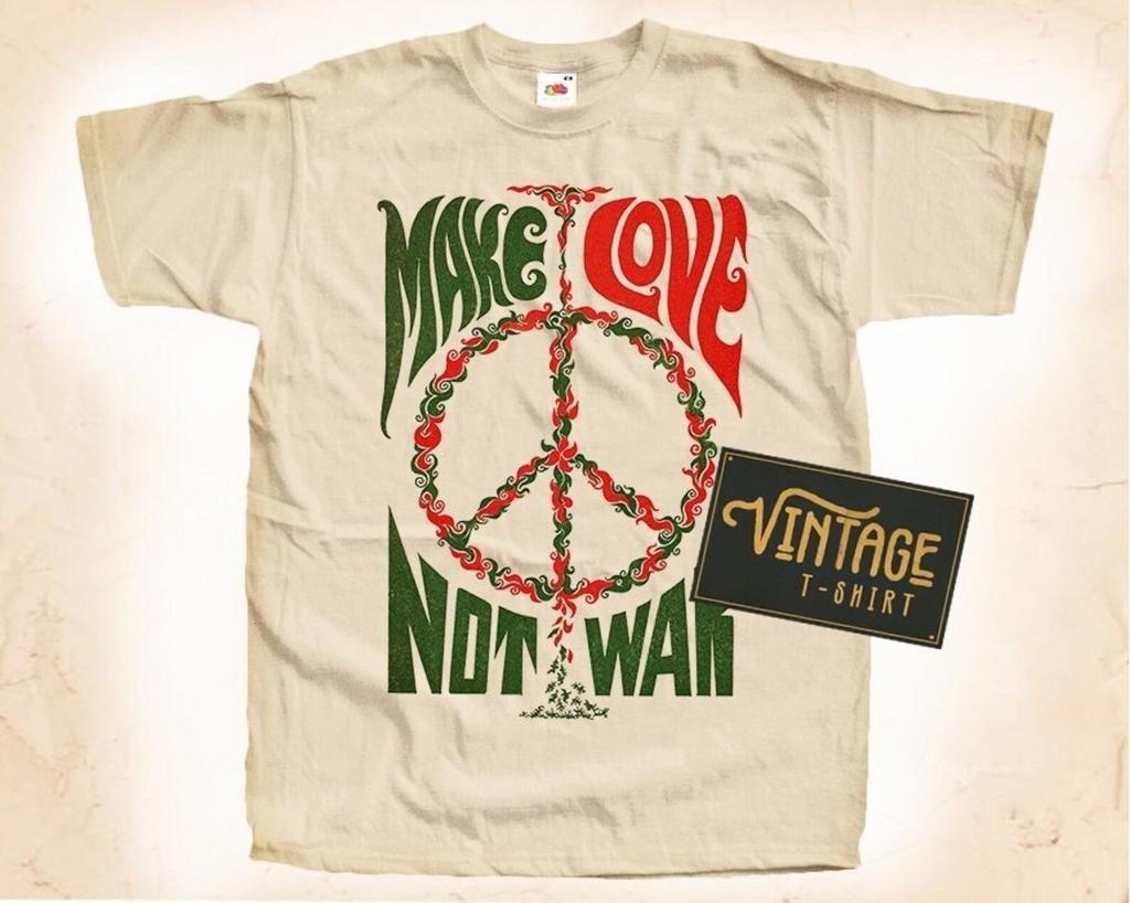 Make Love not War V1 T-Shirt Vintage Natural color Men's T-Shirt DTG Digital Print SIZES S M L XL 2XL 3XL 4XL 5XL