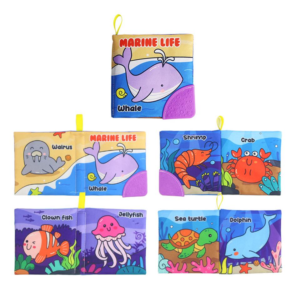 Baby Soft Cloth Books Baby Intelligence Development Learning Book with Teether Rustle Sound Cognition Educational Toys for Baby