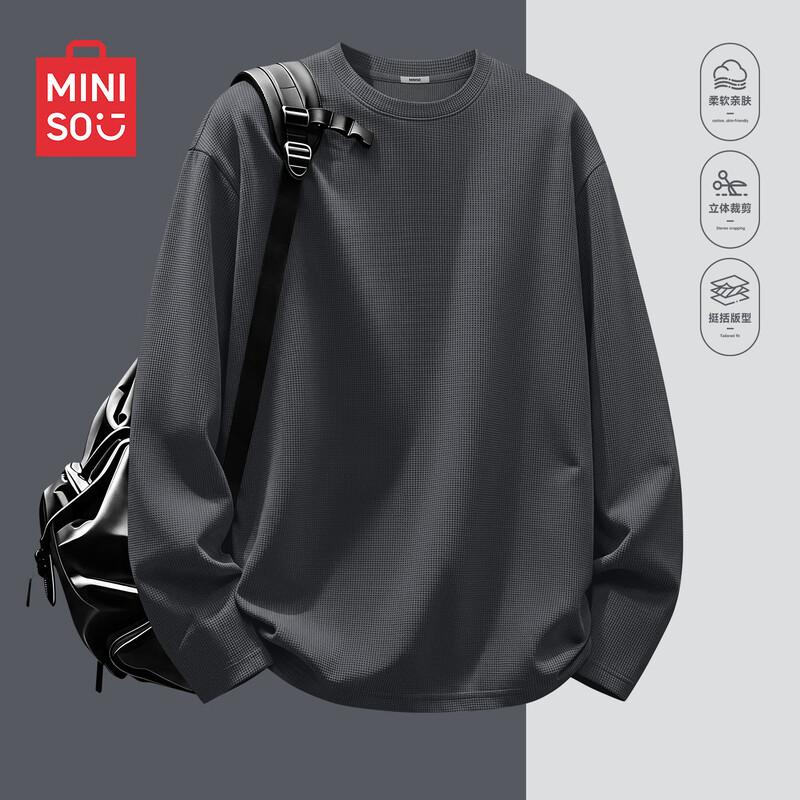 MINISO Men's Waffle Knit Long-Sleeve T-shirt
