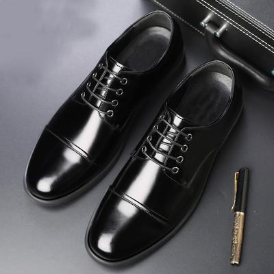 Men's Leather Shoes Business Inner Height Increase Pointed Lace-up British Korean Version Three-joint Youth Formal Men's Shoes Soft Sole Summer