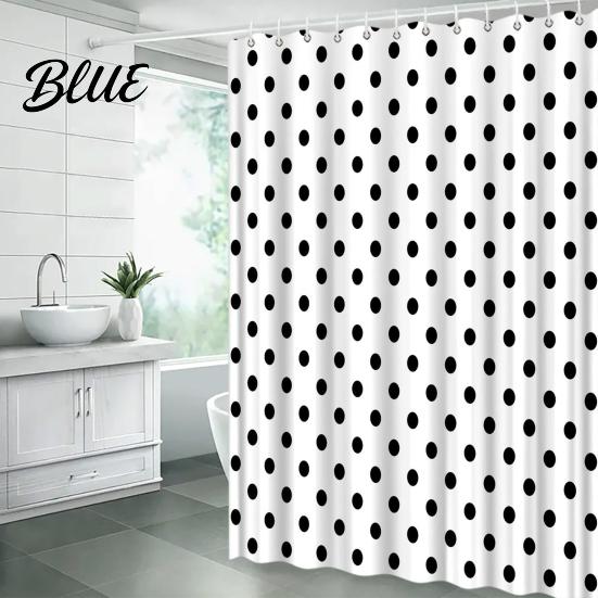 Standard Size Shower Fabric Bathroom Dot with Curtain Curtains Polka Hooks Waterproof Curtain Retro Bath Modern Decoration Accessories for