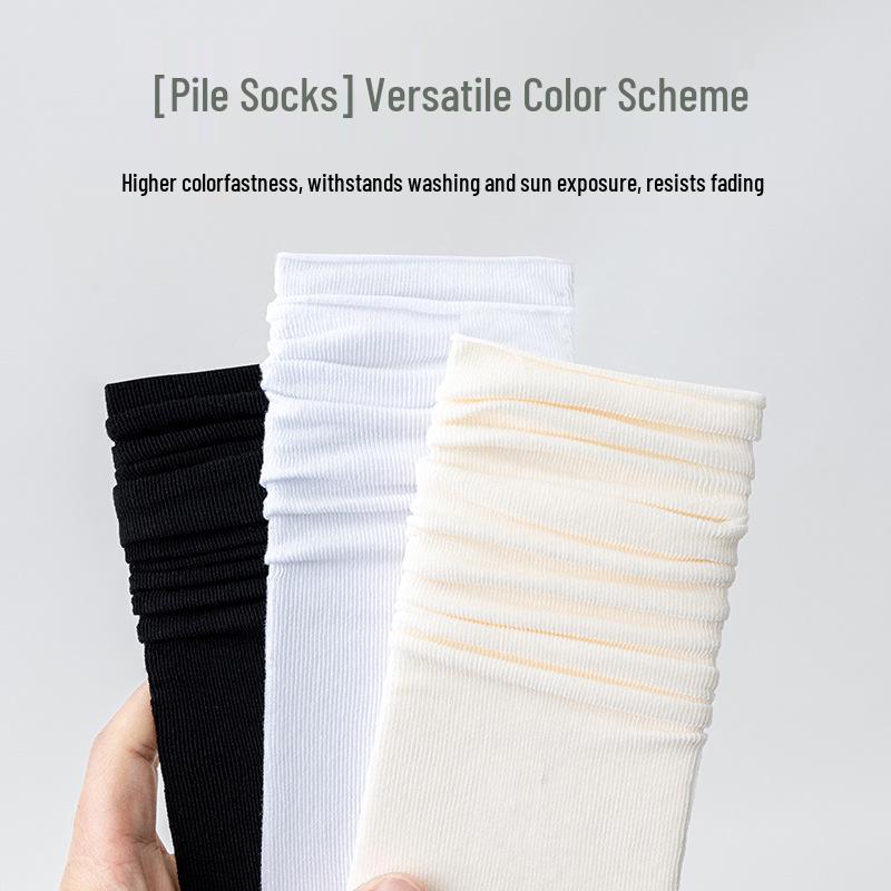 White Women's Summer Thin Mid-Calf Socks - Trendy Cotton Pile, Ice, and Loafer Styles