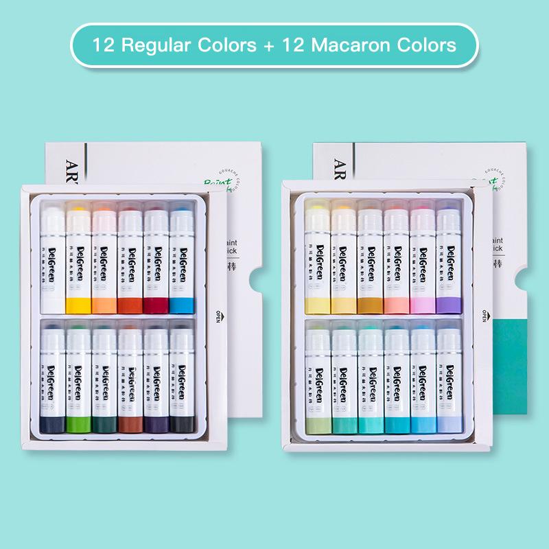 6-24 Colors Artist Soft Solid Gouache Paint Sticks/Pastels/Crayon Basic/Macaron Washable Non Toxic Graffiti Drawing Art Supplies