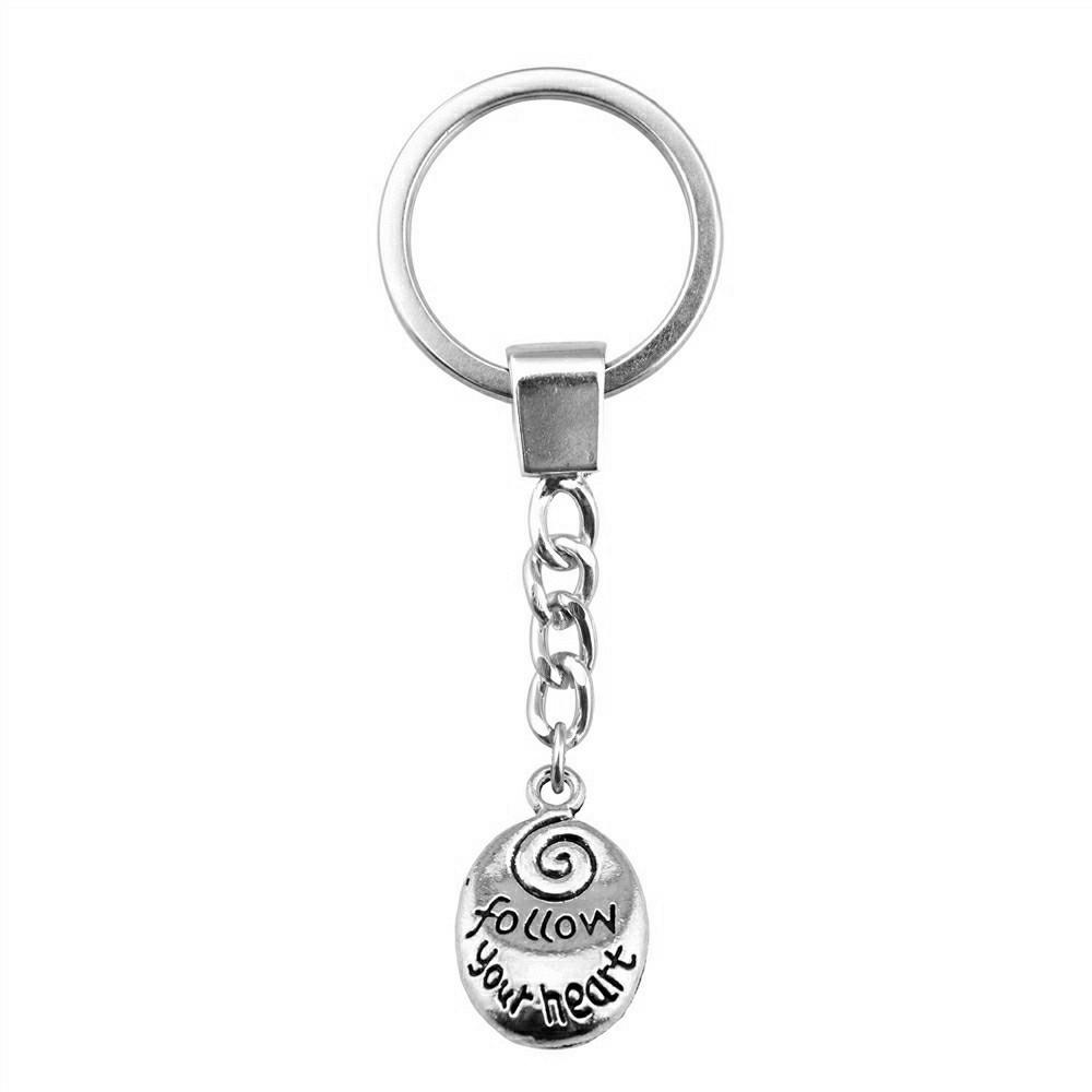 Minimalist Tags Heart Keychain Text Love Theme Key Ring 30mm Ring