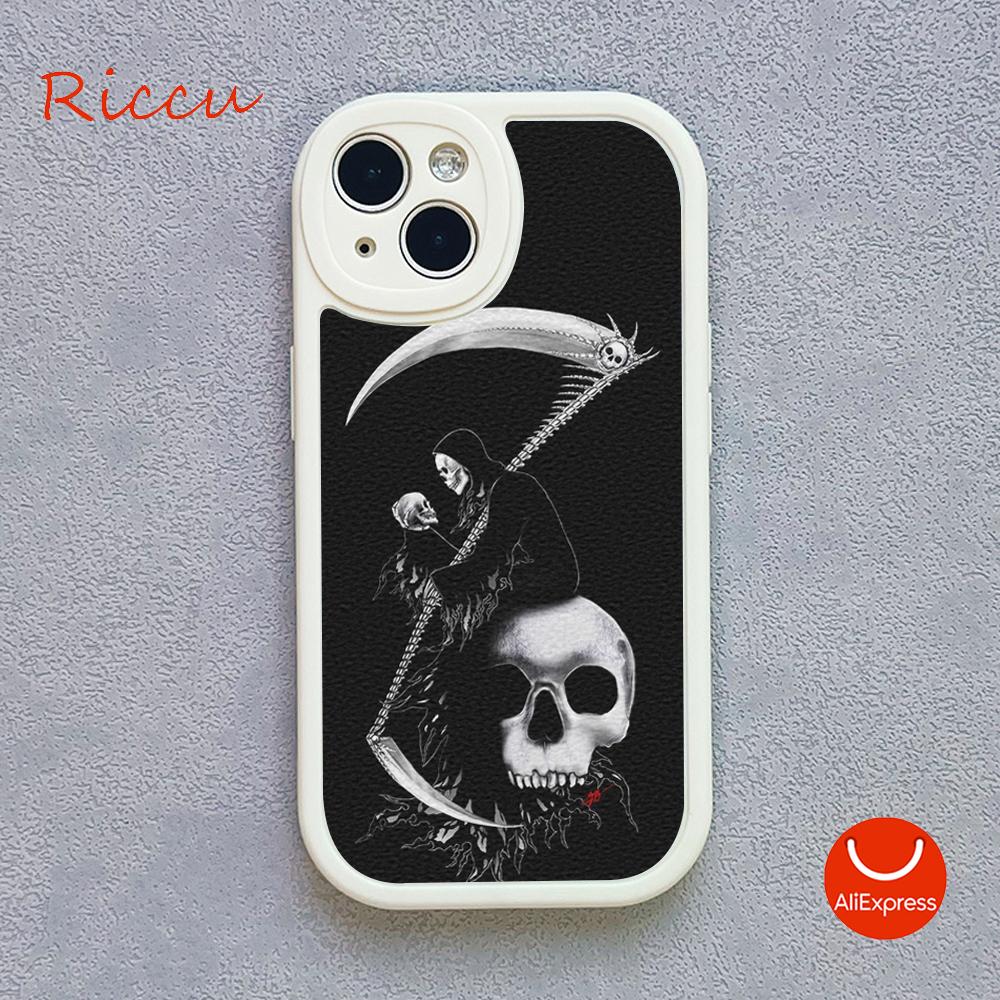 Grim Reaper Skull Skeleton Phone Case for Iphone 14 13 11 12 Pro MAX 13 12 MiNi 7 8 Plus 13 Pro XS XR Lambskin Protective Covers