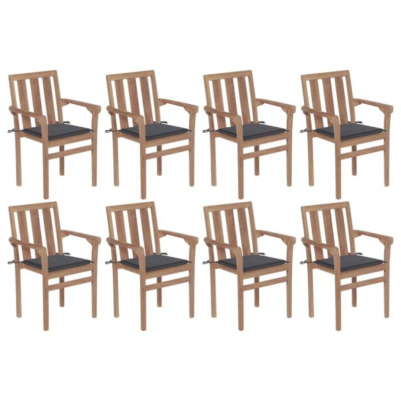 Day and Night - Day and Night Stackable Garden Chairs 8 Units Solid Teak Wood with Cushions