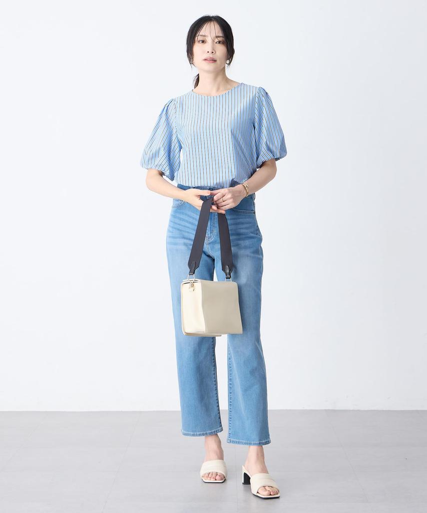 AC by Alpha Cubic Striped Jacquard Blue Blouse, Women's, 353803,