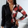 Spring Autumn Women Officewear Blouse Women Fashion Elegant Scarf Chain Print Button Design Shirt Long Sleeve Patchwork
