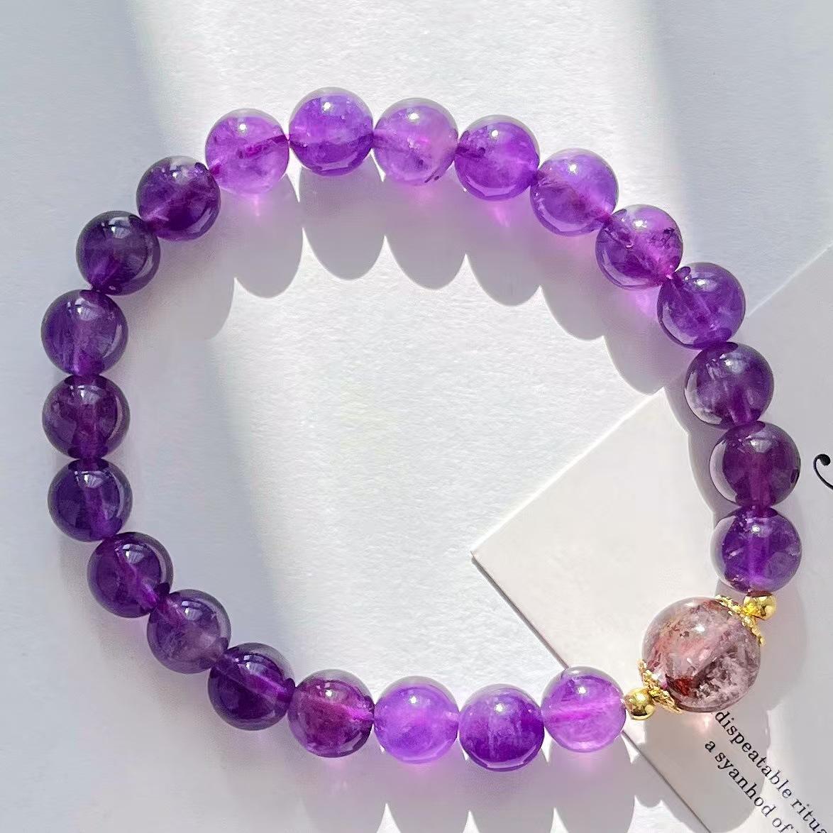 Retro High Quality Natural Amethyst Purple Ghost Design Bracelet Bracelet.