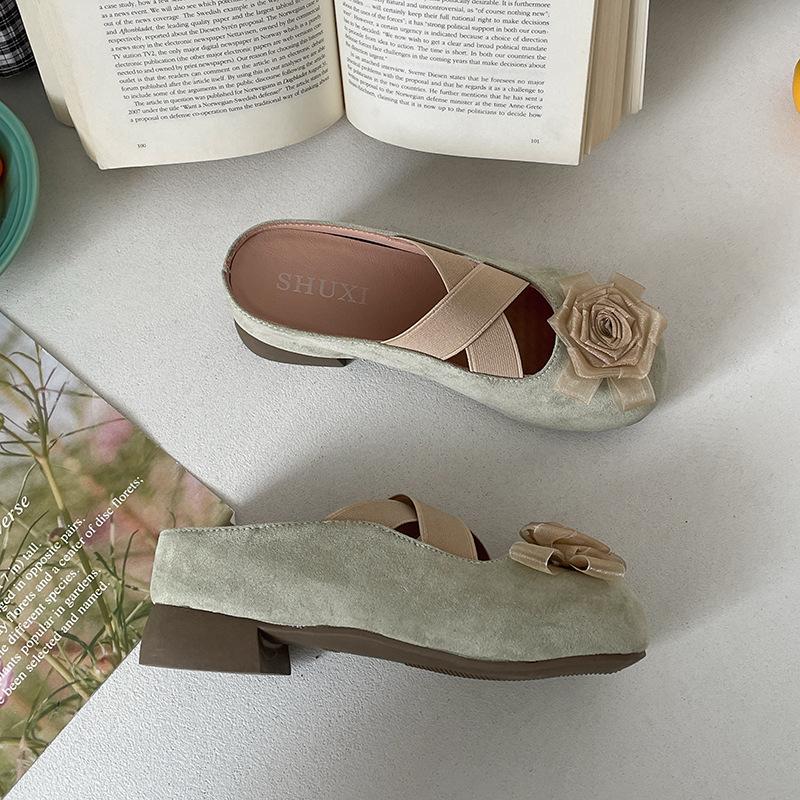 Fashion Flower Explosion High-end Thick Heel Bag Head Slippers Women's 2025 New Summer Outer Wear Inner Height Increase Cool Slippers