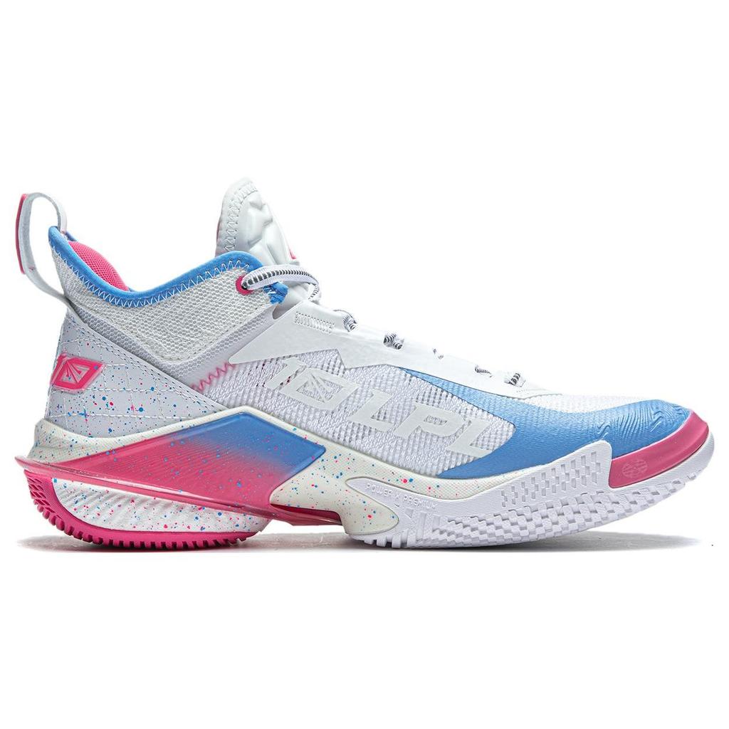 Li-Ning Air Strike 10 Cushioning Support Stability Anti-Slip Mid-Top Basketball Shoes Men Basketball Shoes Standard-White Sky-Blue ABAT089-16