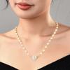 Stylish Heart Shaped Magnetic Pendant Necklace Adorned With Elegant Pearls And Diamonds