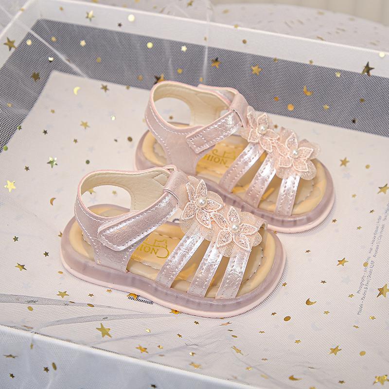 

Toddler Flower Sandals Soft Sole Anti Slip Kids Casual Flats Comfortable Summer New Baby Walking Shoes Versatile 24