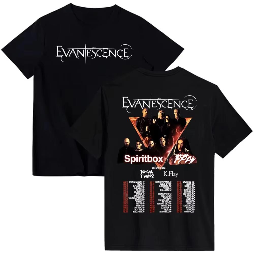 

EVANESCENCE Tour 2026 T-shirt Heavy Mental Fashion Unisex Streetwear Men Women Clothing Hip Hop Cotton Male Tshirts Print Top... S разноцветный
