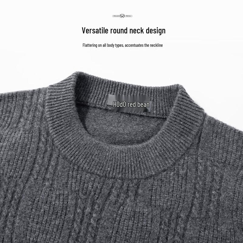 Hodo Men's Thickened Wool-Blend Crewneck Sweater