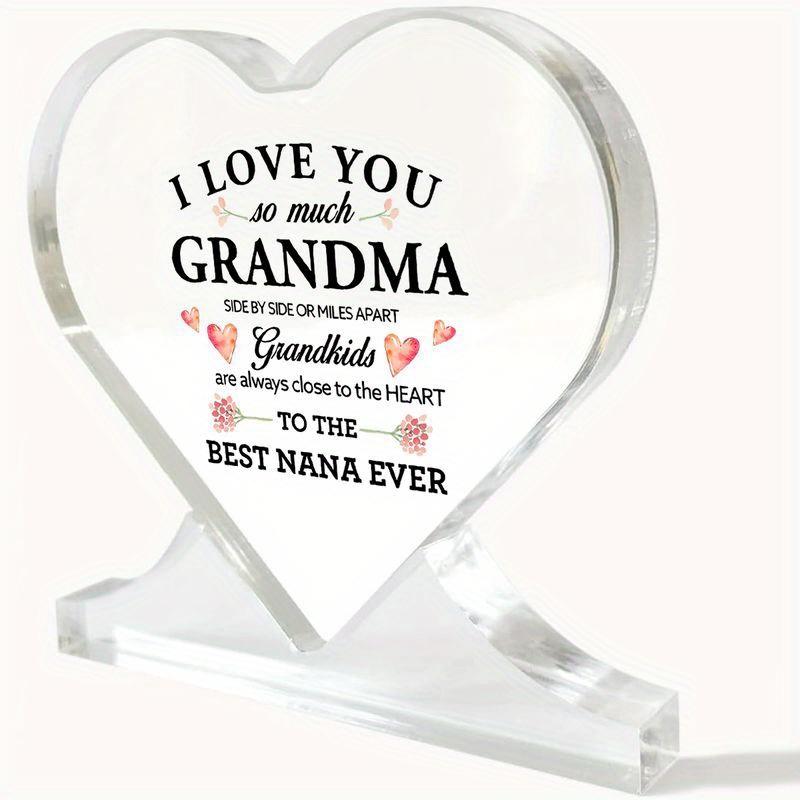 

Heart-Shaped Keepsake with I Love You Grandma & Best Nana Ever Messages - Floral Design High-Quality Acrylic Gift for Grandma, Mother s Day, Bir 10.9*10.4cm
