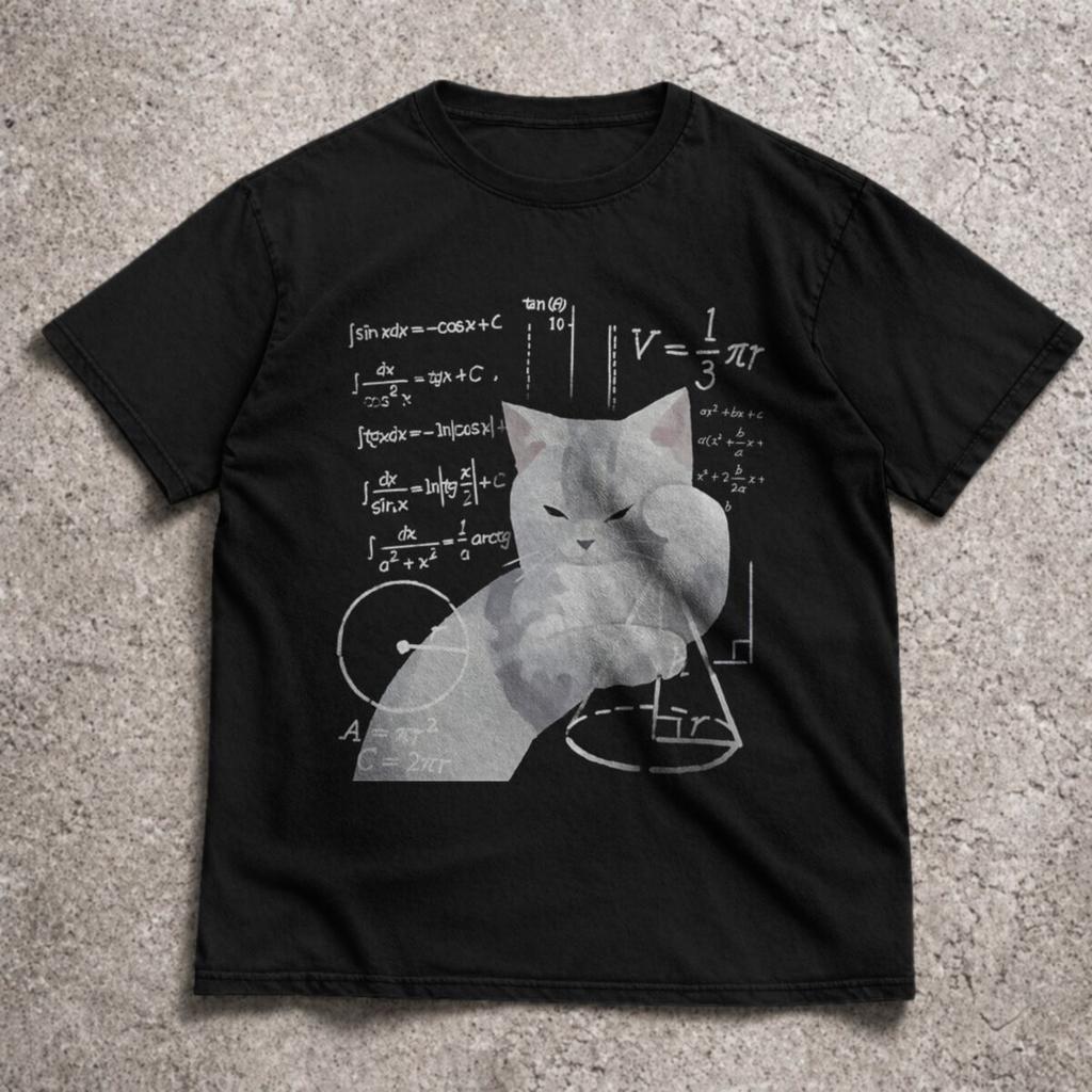 Unisexs Casual Math Cats Graphic TShirt Summer Short Sleeve Round Neck Top Cat Meme Design Fun Print Tee Y2k TShirt