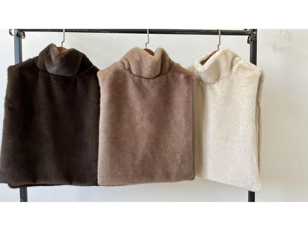 European & American Faux Mink Fur Vest: Women's Autumn/Winter Sleeveless Cape with Long Front & Short Back